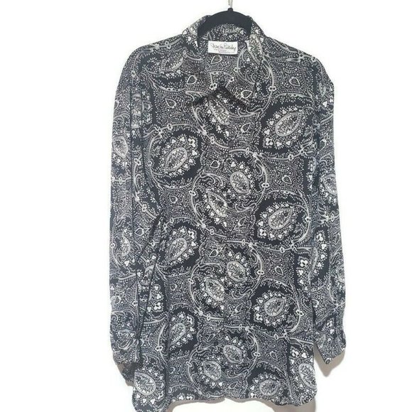 Diane Von Furstenberg Tops - Diane Von Furstenberg The Color Authority Button Up Blouse Long Sleeve 1X/2X